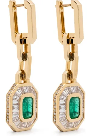 Shay 18ky yellow emerald and diamond drop earrings