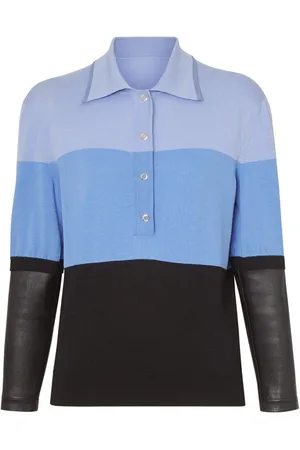 Burberry Long-sleeve leather detail polo shirt
