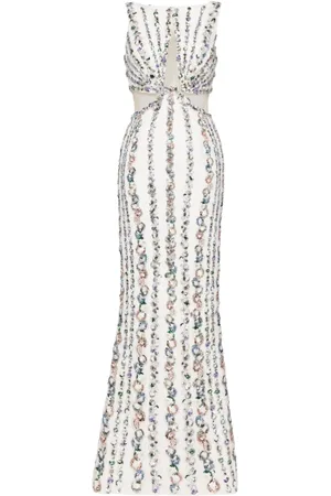 Saiid Kobeisy Beaded canton-crepe gown