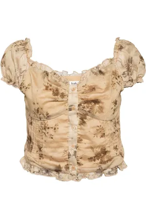 B+AB Floral-print ruffled-detail top