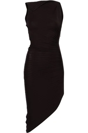 Serafini Pleated asymmetric midi dress