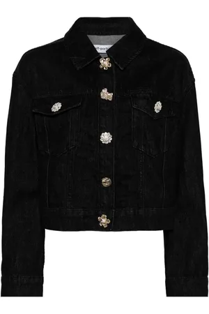 Self-Portrait Crystal-embellished denim jacket