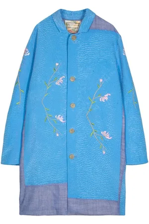 BY WALID Flower-embroidered cotton coat