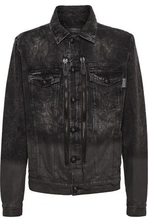 Philipp Plein Crystal-skull denim jacket