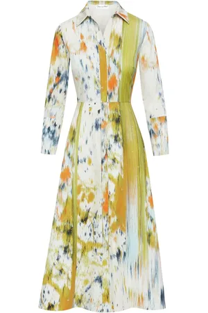 Oscar de la Renta Abstract brushstroke-print midi dress