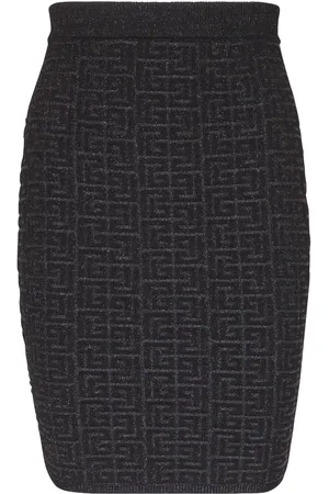 Balmain PB-intarsia knitted mini skirt