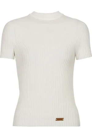 Balmain Logo-plaque ribbed knit top