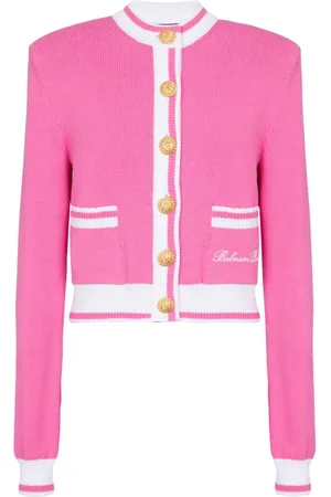 Balmain Embroidered-logo knit cardigan