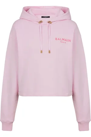Balmain Flocked-logo cotton hoodie