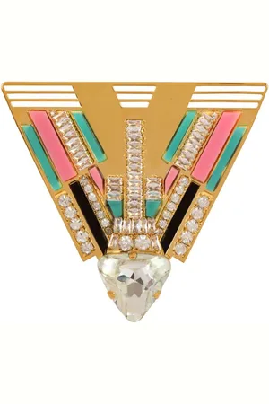 Balmain Art Deco crystal-embellished brooch
