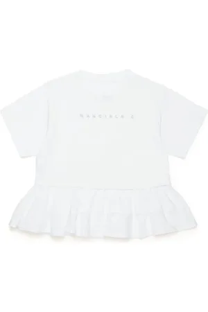 Maison Margiela Logo-print ruffled-detail T-shirt