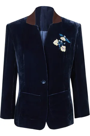 SHANGHAI TANG Embroidered-design velvet blazer