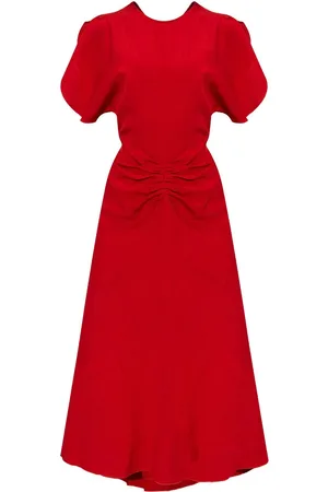 Victoria Beckham Short-sleeve draped midi dress