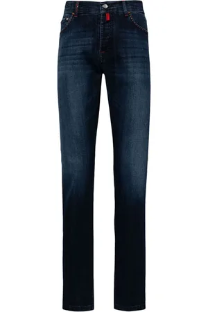 Kiton Logo-embroidered straight-leg jeans
