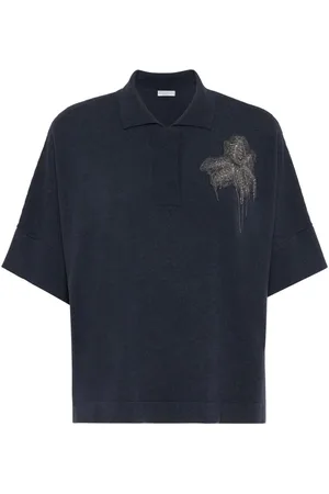 Brunello Cucinelli Embroidered knitted polo shirt