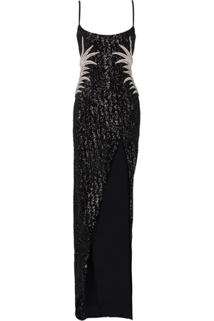 Balmain Palm tree-embroidered sequinned gown