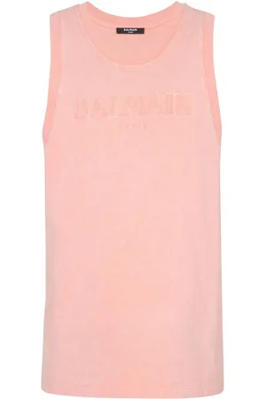 Balmain Logo-embroidered cotton tank top