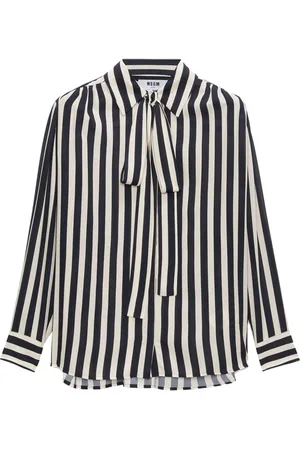 Msgm Tie-neck striped shirt