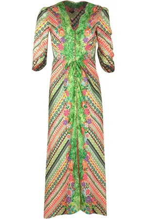 SALONI Mitsu B mix-print midi dress