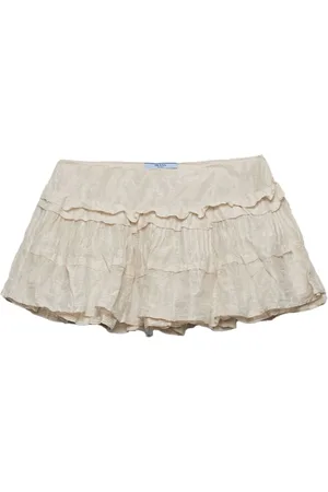Prada Crinkled ruffled miniskirt