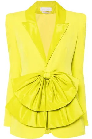 Saiid Kobeisy Crepe tailored jacket with taffeta collar and bow
