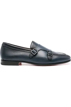 santoni Double-buckle leather Monk shoes