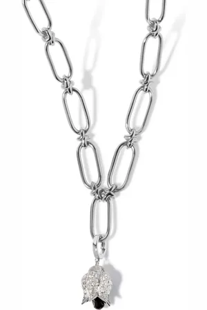 ANNOUSHKA 18kt white gold Tulips diamond charm necklace