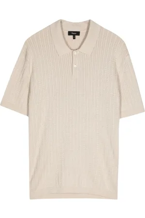 THEORY Short-sleeve cable-knit polo shirt