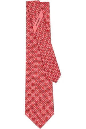 Salvatore Ferragamo Gancini-print checked silk tie