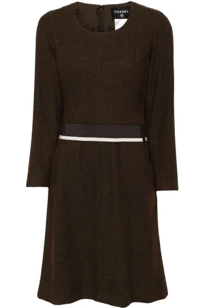 CHANEL 1999 panelled belt long-sleeved dress