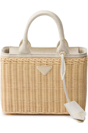 Prada Medium Wicker Triangle-logo tote bag