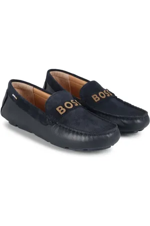 HUGO BOSS Logo-strap leather loafers