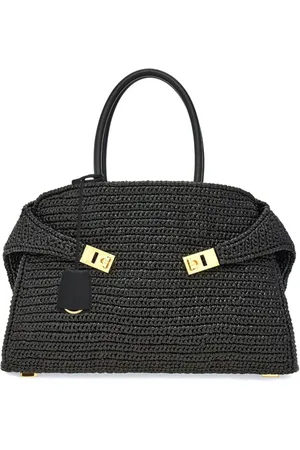 Salvatore Ferragamo Medium The Hug raffia tote bag