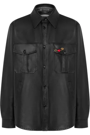 Moschino Safety pin-detail leather jacket