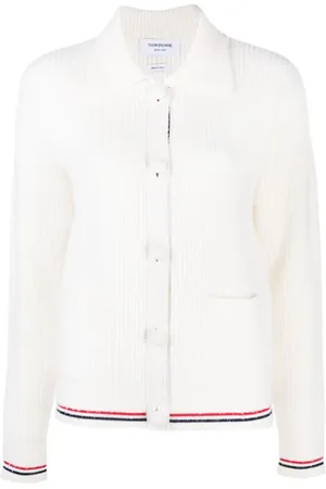 Thom Browne RWB stripe-detailing waffle-knit cardigan