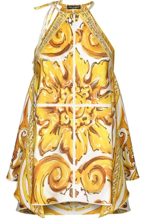 Dolce & Gabbana Majolica-print halterneck topy