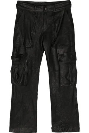 SALVATORE SANTORO Straight-leg leather cargo trousers