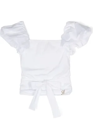 MISS BLUMARINE Logo-plaque ruched blouse