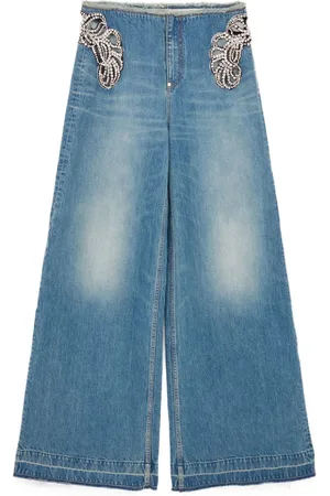 Stella McCartney Crystal-embellished wide-leg jeans