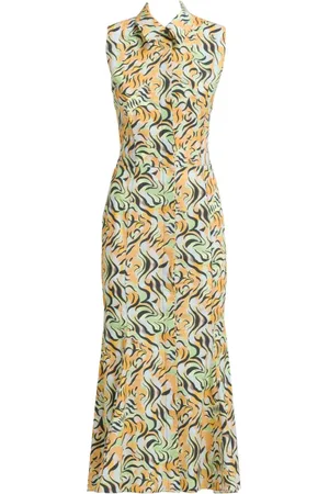 Marni Floral-print cut-out midi shirt dress