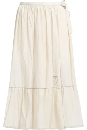 Marni Logo-embroidered cotton midi skirt