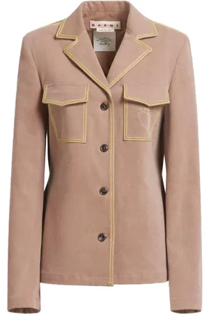 Marni Contrast-stitching logo-embroidered blazer