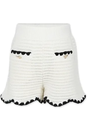 Self-Portrait Crochet-knit cotton-blend shorts