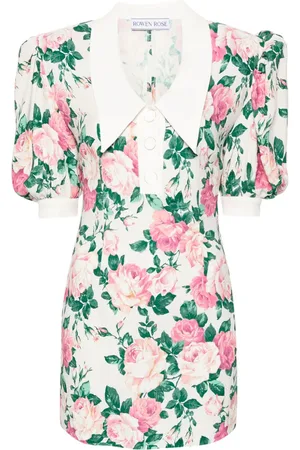 Rowen Rose Floral-print oversized-collar minidress