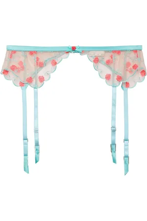 FLEUR DU MAL Rose and Vine embroidered garter belt