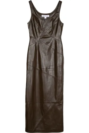 MATÉRIEL by Aleksandre Akhalkatsishvili Diagonal-stitch faux-leather midi dress