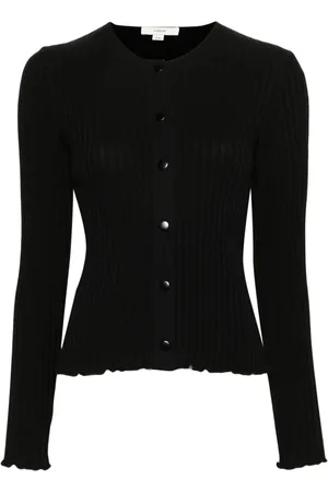 Vince Scallop-edge ribbed-knit cardigan