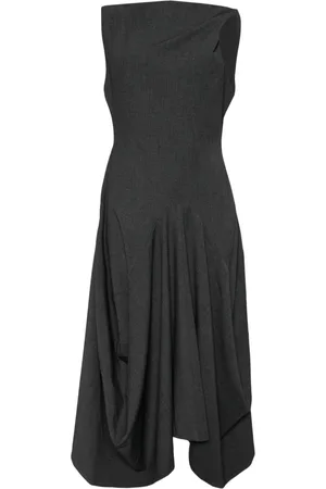 GOEN.J Twisted-shoulder structured draping midi dress
