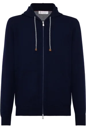 Brunello Cucinelli Drawstring zipped cashmere hoodie