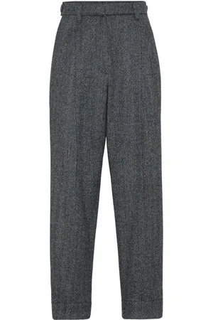 Brunello Cucinelli Herringbone-pattern tailored trousers